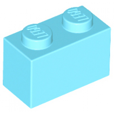 medium azure brick 1 x 2