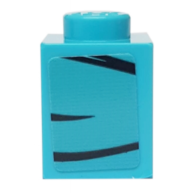 medium azure brick 1 x 1 with 3 black lines on medium azure background pattern model left side sticker - set 76898