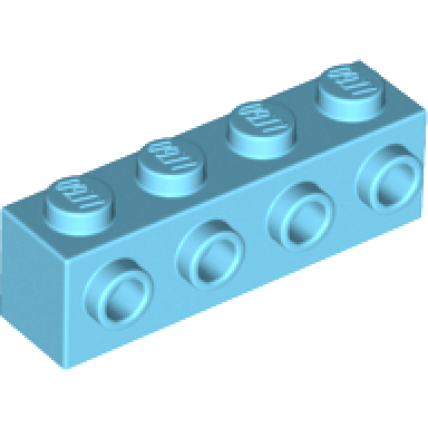 medium azure brick modified 1 x 4 with studs on side