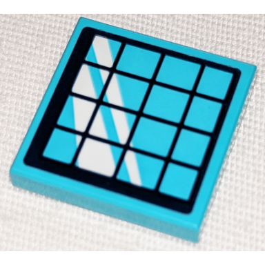 medium azure tile 2 x 2 with dark blue and medium azure solar panel pattern sticker - set 41347