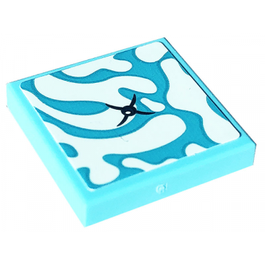 medium azure tile 2 x 2 with cushion with light aqua splotches and black button pattern sticker - set 41703