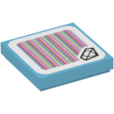 medium azure tile 2 x 2 with super mario scanner code hidden gem pattern 3 sticker - set 71401