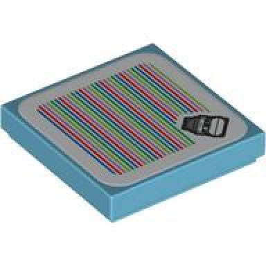 medium azure tile 2 x 2 with super mario scanner code funky kong pattern sticker - set 71425