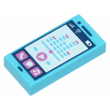 medium azure tile 1 x 2 with smartphone phone speech bubble note play button signal strength and battery level pattern