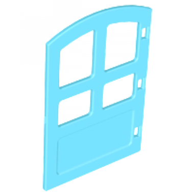 medium azure duplo door window pane 1 x 4 x 4 with 4 different size panes and curved top
