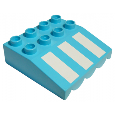 medium azure duplo roof sloped 33 4 x 4 with awning overhang and 3 white stripes short pattern