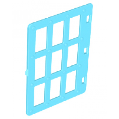 medium azure duplo door window pane 1 x 4 x 4 with 9 panes