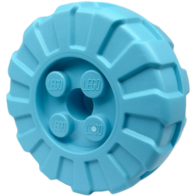 medium azure wheel hard plastic treaded 36mm d with 4 studs