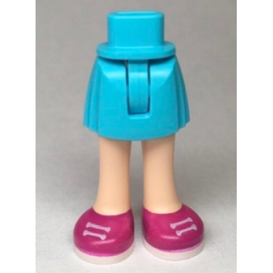 medium azure mini doll hips and skirt with molded light nougat legs and printed magenta shoes with white laces and soles pattern - thin hinge