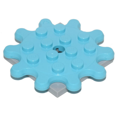 medium azure turntable 4 x 4 x 2 3 gear 10 tooth with light bluish gray square base free-spinning 35443 61485