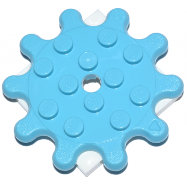 medium azure turntable 4 x 4 x 2 3 gear 10 tooth with white square base free-spinning 35443 61485