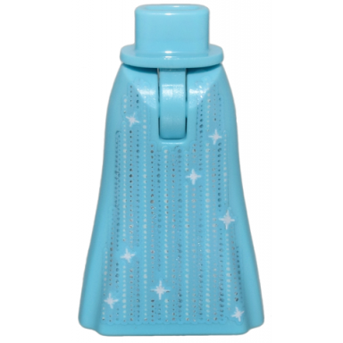 medium azure mini doll hips and skirt full length with silver dotted lines and sparkles pattern - thin hinge