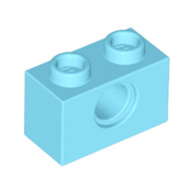 medium azure technic brick 1 x 2 with hole