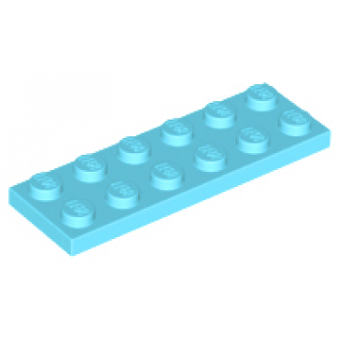 medium azure plate 2 x 6