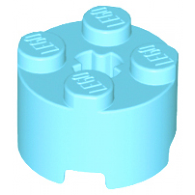 medium azure brick round 2 x 2 with axle hole