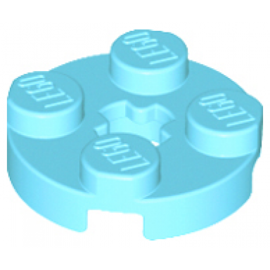medium azure plate round 2 x 2 with axle hole