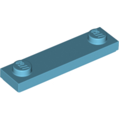 medium azure plate modified 1 x 4 with 2 studs with groove