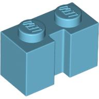medium azure brick modified 1 x 2 with channel