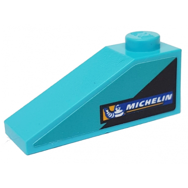 medium azure slope 33 3 x 1 with black triangle and michelin logo on medium azure background pattern model left side sticker - set 76898