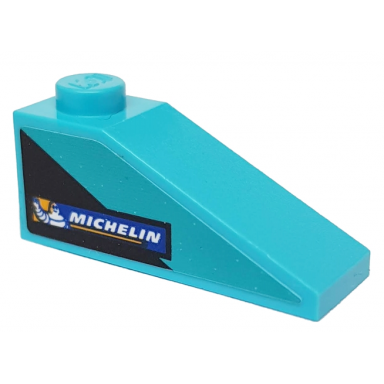 medium azure slope 33 3 x 1 with black triangle and michelin logo on medium azure background pattern model right side sticker - set 76898