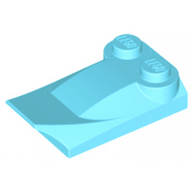 medium azure slope curved 3 x 2 x 2 3 with 2 studs wing end