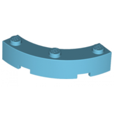medium azure brick round corner 4 x 4 macaroni with 3 studs