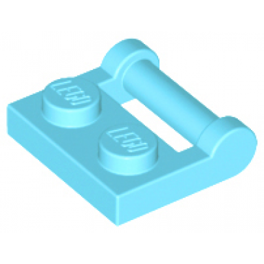 medium azure plate modified 1 x 2 with bar handle on side - closed ends