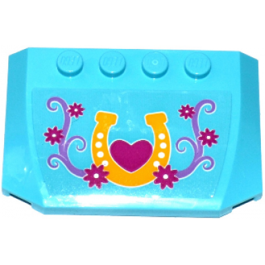 medium azure wedge 4 x 6 x 2 3 triple curved with horseshoe heart flowers and stems pattern sticker - set 41125