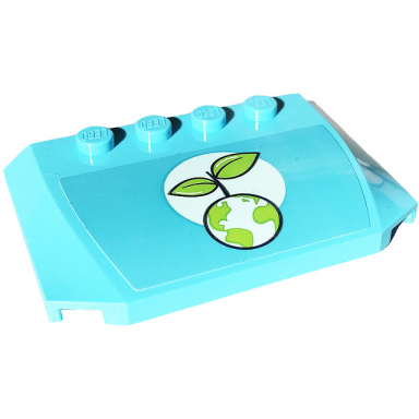 medium azure wedge 4 x 6 x 2 3 triple curved with plant sapling and earth pattern sticker - set 41707