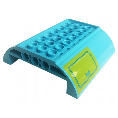 medium azure slope curved 8 x 8 x 2 inverted double with medium azure hatch with handle on lime background pattern on both sides stickers - set 41256