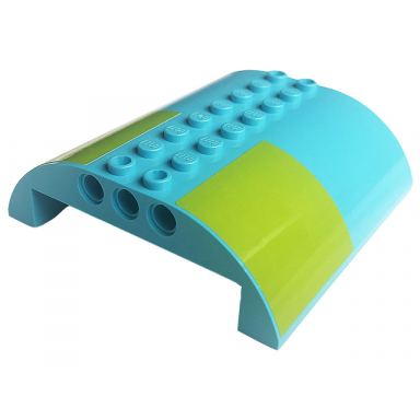 medium azure slope curved 8 x 8 x 2 double with lime square pattern on both sides stickers - set 41256