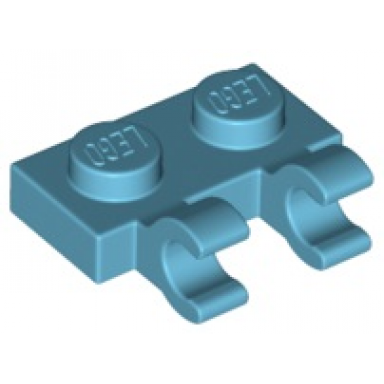 medium azure plate modified 1 x 2 with 2 open o clips horizontal grip