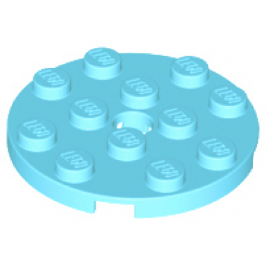 medium azure plate round 4 x 4 with hole