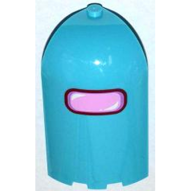 medium azure panel 3 x 3 x 6 corner convex with curved top with bright pink window pattern sticker - set 3186