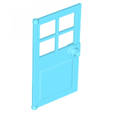 medium azure door 1 x 4 x 6 with 4 panes and stud handle