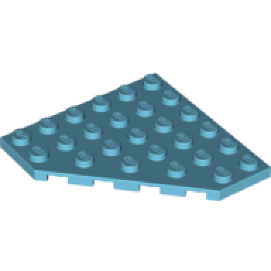 medium azure wedge plate 6 x 6 cut corner