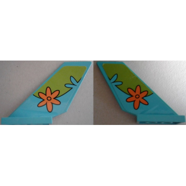 medium azure tail shuttle with lime arc with medium azure splash and orange flower pattern on both sides stickers - set 75901