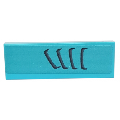 medium azure tile 1 x 3 with black and dark bluish gray air vents on medium azure background pattern model left side sticker - set 76898