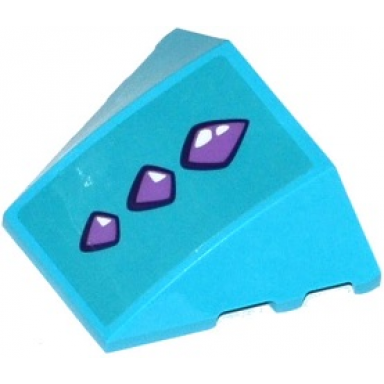 medium azure wedge 4 x 3 triple curved no studs with 3 medium lavender geometric dragon scales pattern sticker - set 41172