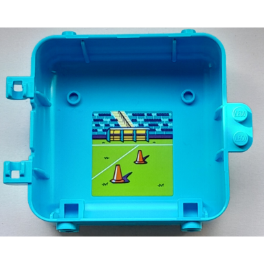 medium azure container box 3 x 8 x 6 2 3 half back with soccer stadium with pitch and cones pattern sticker - set 41669