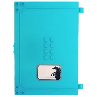 medium azure container book cover half 16 x 12 x 2 2 3 storybook adventures with name label with dark blue nokk silhouette on white background pattern sticker - set 43189