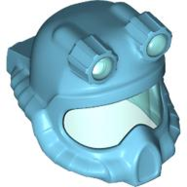 medium azure minifigure headgear helmet underwater deep diver with molded trans-light blue visor and head lamps pattern
