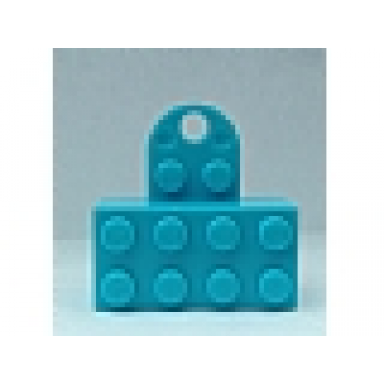 medium azure magnet brick modified 2 x 4 sealed base with extension plate with 2 studs and hole