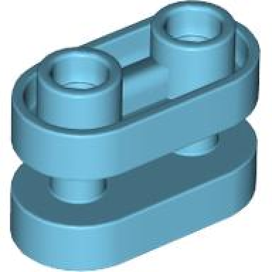 medium azure brick round 1 x 2 with hollow studs and open center with bars