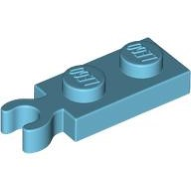 medium azure plate modified 1 x 2 with clip on end vertical grip