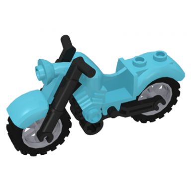 medium azure motorcycle vintage with black chassis and light bluish gray wheels
