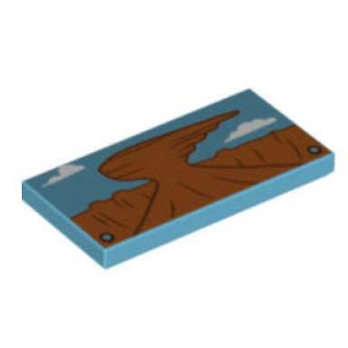 medium azure tile 2 x 4 with mountains and clouds pattern