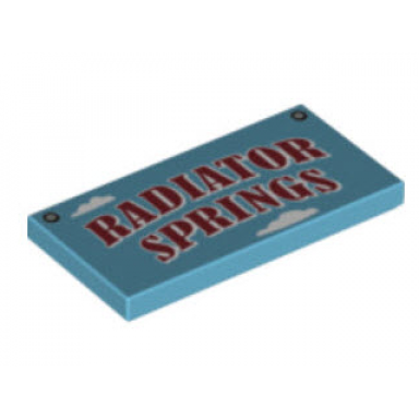 medium azure tile 2 x 4 with radiator springs and clouds pattern