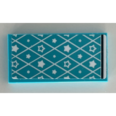medium azure tile 2 x 4 with medium azure blanket with white diamonds and stars pattern sticker - set 41340