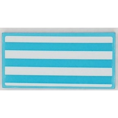 medium azure tile 2 x 4 with medium azure and white stripes pattern sticker - set 41430